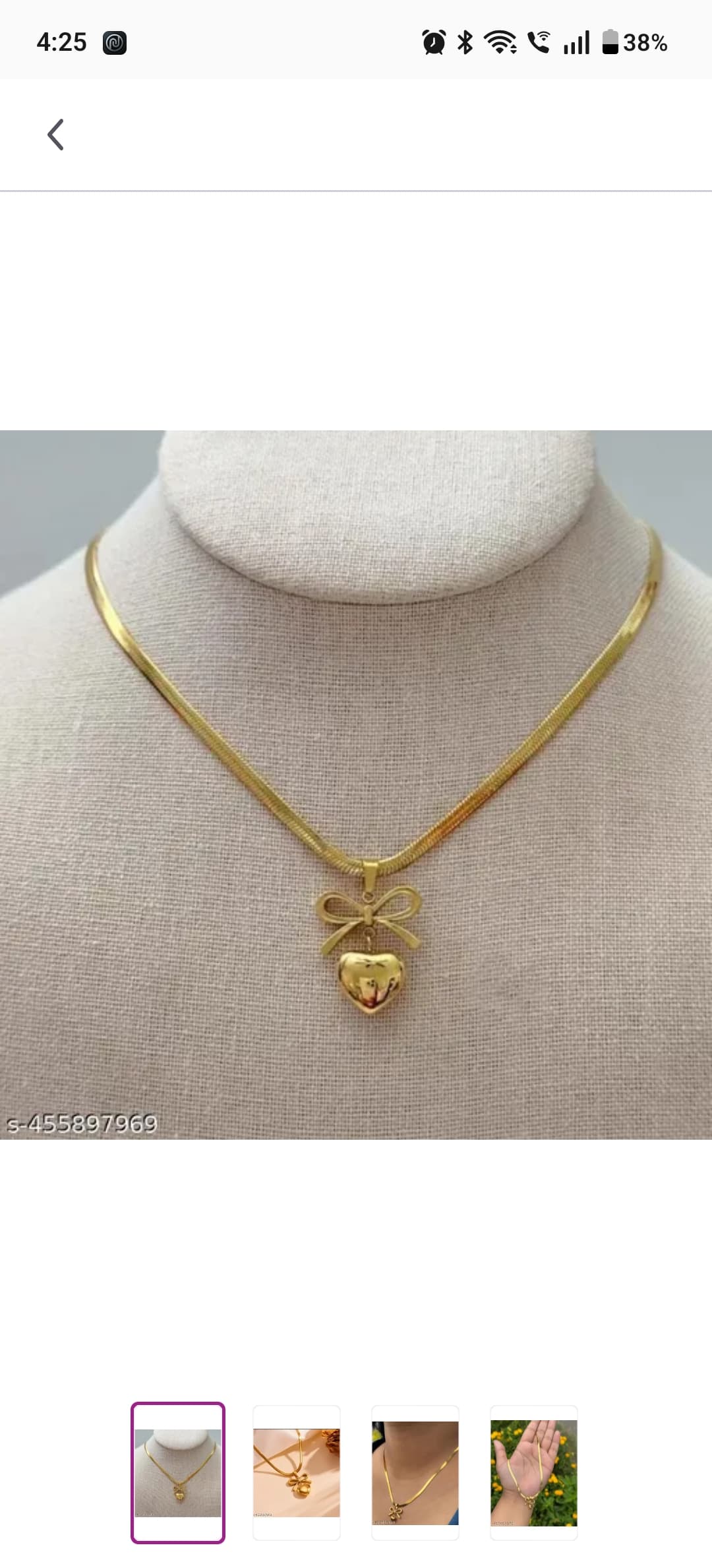 Gold Bow Heart Pendant Necklace