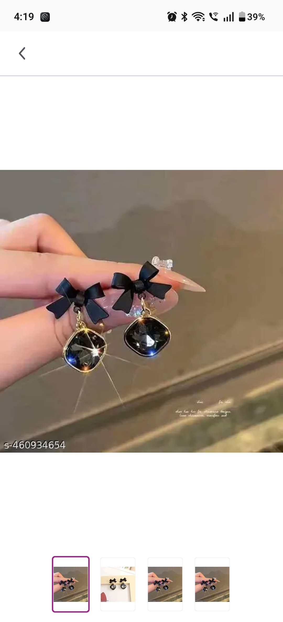Black Bow Crystal Earrings
