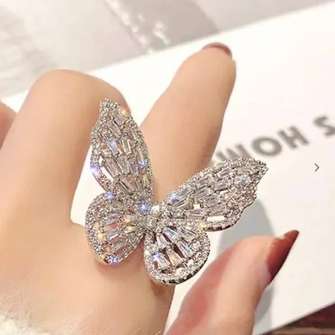 Crystal Butterfly Statement Ring