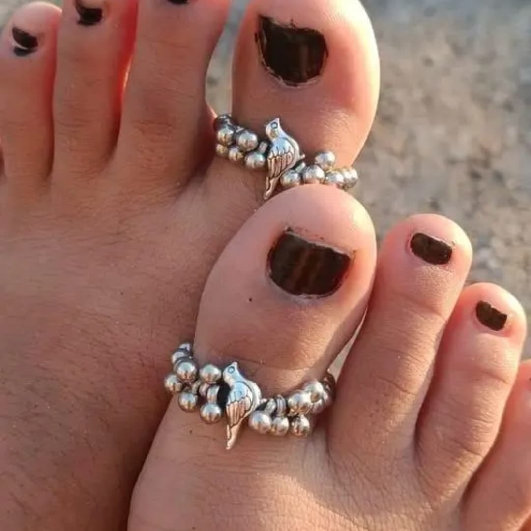 Oxidised Bird Toe Rings (Pair)