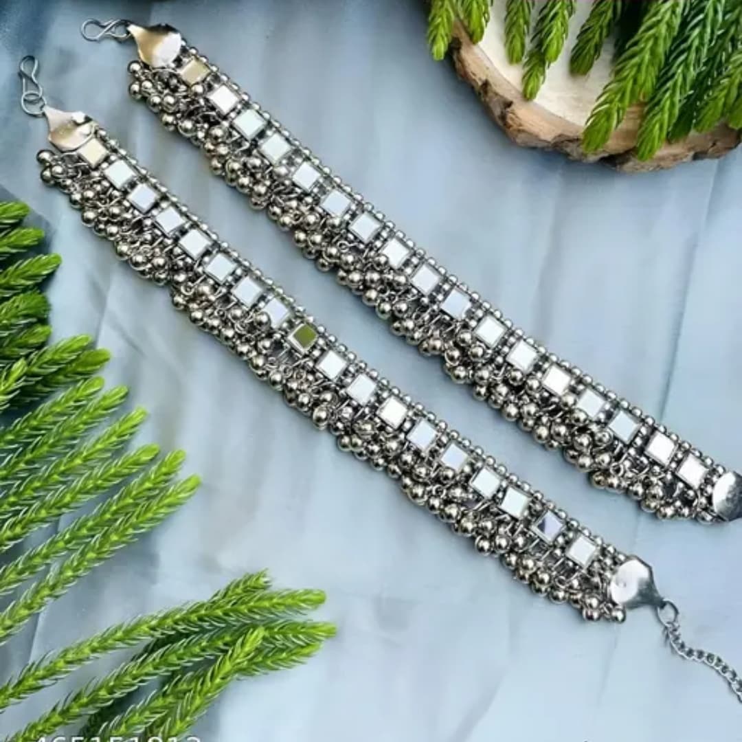 Oxidised Mirror Payal (Pair)